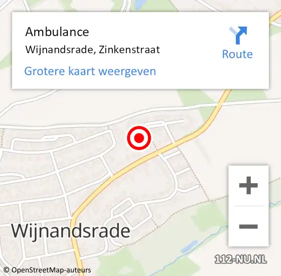 Locatie op kaart van de 112 melding: Ambulance Wijnandsrade, Zinkenstraat op 20 januari 2014 10:31