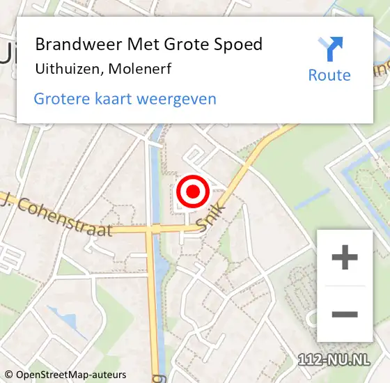 Locatie op kaart van de 112 melding: Brandweer Met Grote Spoed Naar Uithuizen, Molenerf op 12 mei 2017 16:04