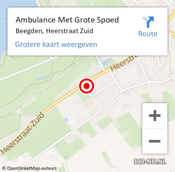 Locatie op kaart van de 112 melding: Ambulance Met Grote Spoed Naar Beegden, Heerstraat Zuid op 12 mei 2017 16:10