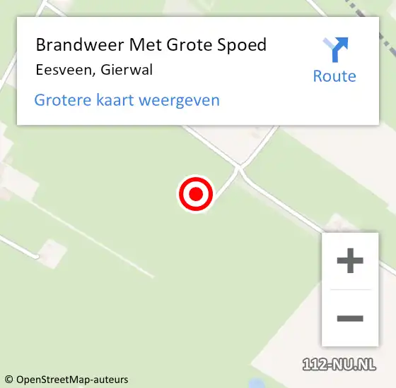 Locatie op kaart van de 112 melding: Brandweer Met Grote Spoed Naar Eesveen, Gierwal op 12 mei 2017 23:20