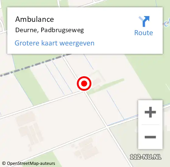 Locatie op kaart van de 112 melding: Ambulance Deurne, Padbrugseweg op 13 mei 2017 02:19