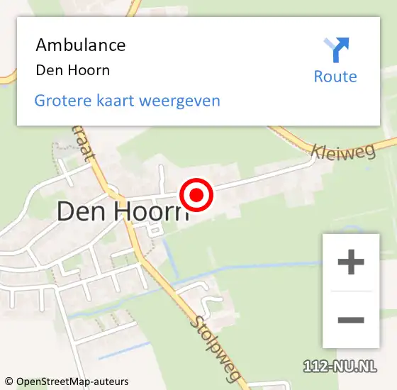 Locatie op kaart van de 112 melding: Ambulance Den Hoorn op 13 mei 2017 05:42