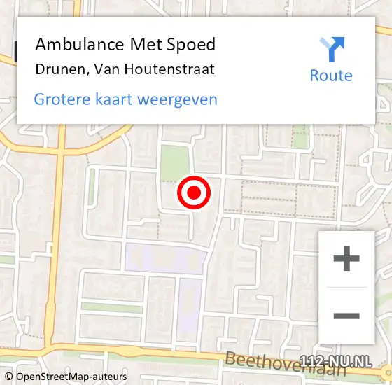Locatie op kaart van de 112 melding: Ambulance Met Spoed Naar Drunen, Van Houtenstraat op 13 mei 2017 09:13