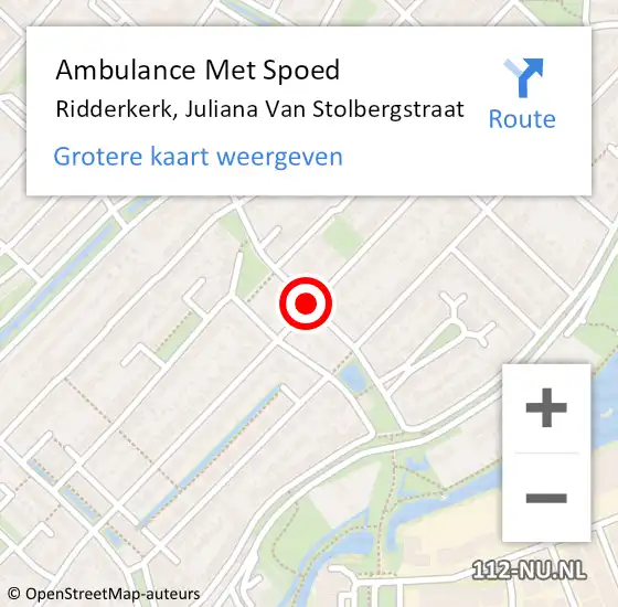 Locatie op kaart van de 112 melding: Ambulance Met Spoed Naar Ridderkerk, Juliana van Stolbergstr op 13 mei 2017 11:08