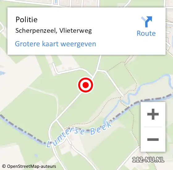 Locatie op kaart van de 112 melding: Politie Scherpenzeel, Vlieterweg op 13 mei 2017 15:12