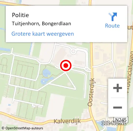 Locatie op kaart van de 112 melding: Politie Tuitjenhorn, Bongerdlaan op 13 mei 2017 19:17
