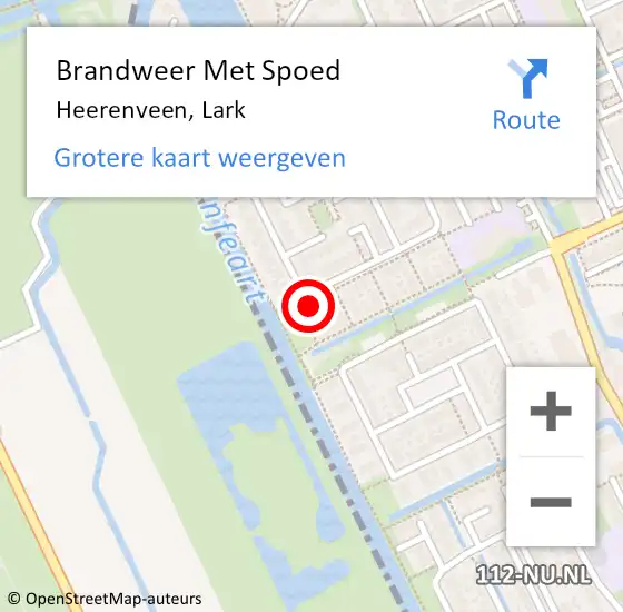 Locatie op kaart van de 112 melding: Brandweer Met Spoed Naar Heerenveen, Lark op 13 mei 2017 19:40