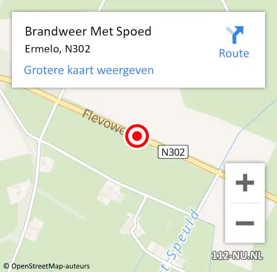 Locatie op kaart van de 112 melding: Brandweer Met Spoed Naar Ermelo, N302 op 13 mei 2017 23:37