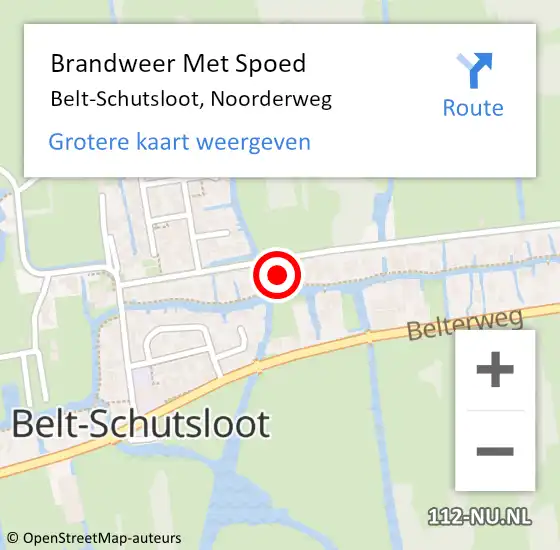 Locatie op kaart van de 112 melding: Brandweer Met Spoed Naar Belt-Schutsloot, Noorderweg op 14 mei 2017 00:17