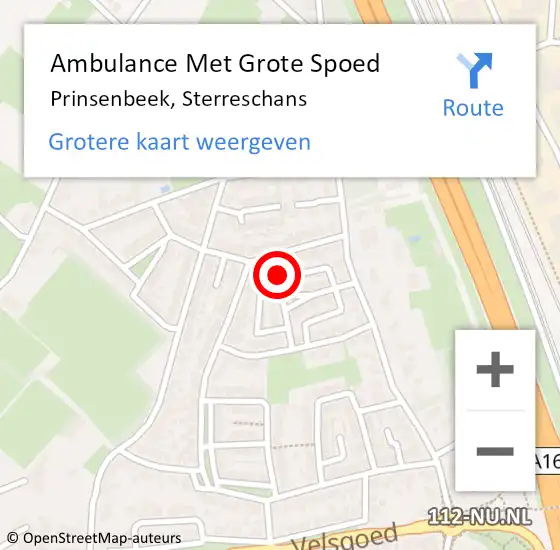 Locatie op kaart van de 112 melding: Ambulance Met Grote Spoed Naar Prinsenbeek, Sterreschans op 14 mei 2017 19:19