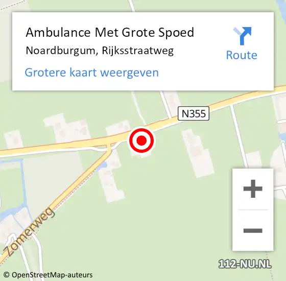 Locatie op kaart van de 112 melding: Ambulance Met Grote Spoed Naar Noardburgum, Rijksstraatweg op 14 mei 2017 22:14