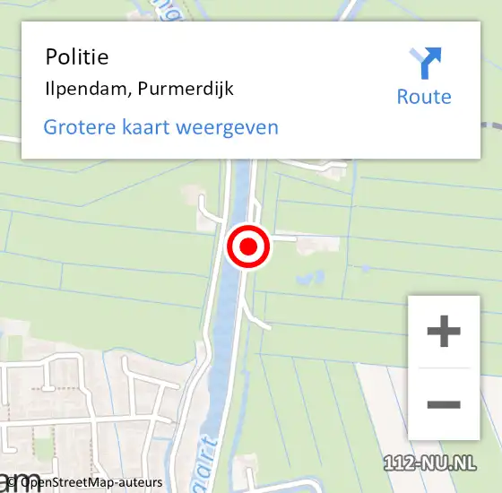 Locatie op kaart van de 112 melding: Politie Ilpendam, Purmerdijk op 15 mei 2017 07:50