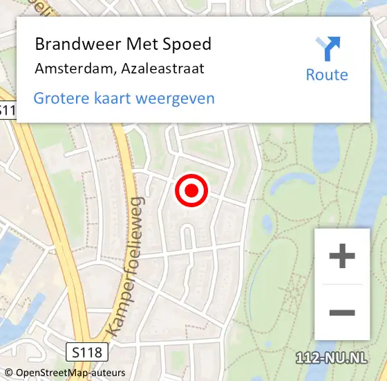 Locatie op kaart van de 112 melding: Brandweer Met Spoed Naar Amsterdam, Azaleastraat op 15 mei 2017 08:12