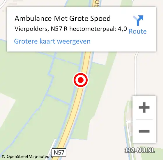 Locatie op kaart van de 112 melding: Ambulance Met Grote Spoed Naar Vierpolders, N57 R hectometerpaal: 4,0 op 15 mei 2017 17:21