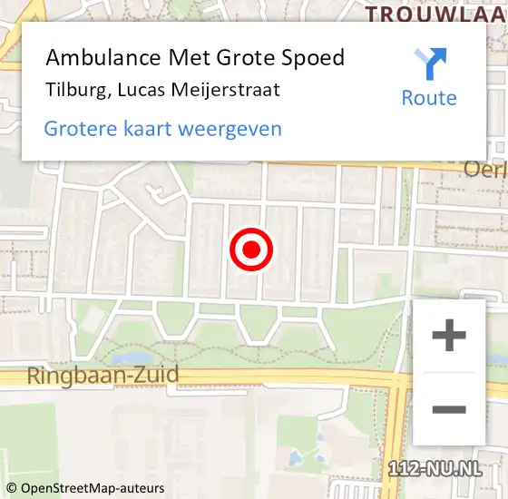 Locatie op kaart van de 112 melding: Ambulance Met Grote Spoed Naar Tilburg, Lucas Meijerstraat op 15 mei 2017 17:40