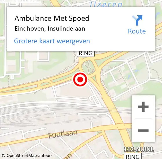 Locatie op kaart van de 112 melding: Ambulance Met Spoed Naar Eindhoven, Insulindelaan op 15 mei 2017 18:04
