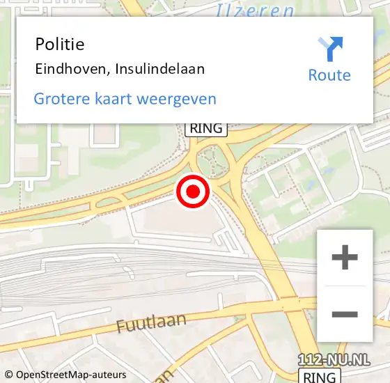 Locatie op kaart van de 112 melding: Politie Eindhoven, Insulindelaan op 15 mei 2017 18:04