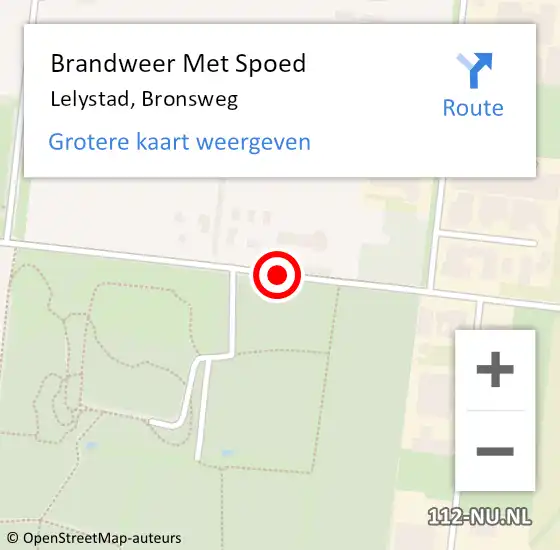 Locatie op kaart van de 112 melding: Brandweer Met Spoed Naar Lelystad, Bronsweg op 15 mei 2017 20:39