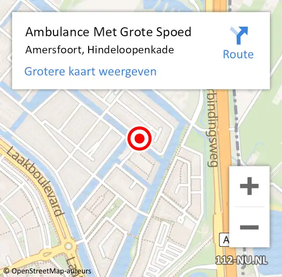 Locatie op kaart van de 112 melding: Ambulance Met Grote Spoed Naar Amersfoort, Hindeloopenkade op 15 mei 2017 21:30