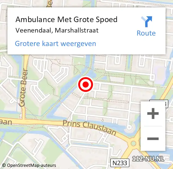 Locatie op kaart van de 112 melding: Ambulance Met Grote Spoed Naar Veenendaal, Marshallstraat op 16 mei 2017 13:05