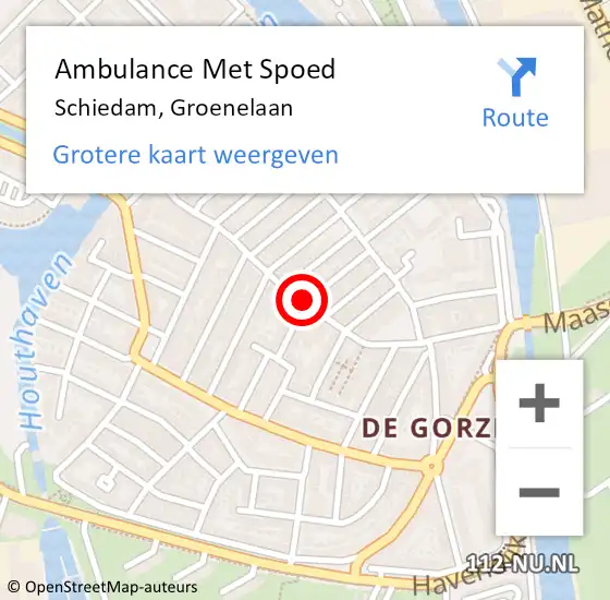 Locatie op kaart van de 112 melding: Ambulance Met Spoed Naar Schiedam, Groenelaan op 16 mei 2017 15:47