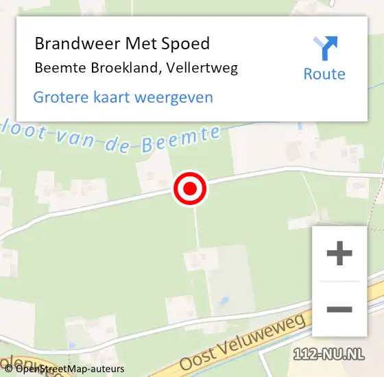 Locatie op kaart van de 112 melding: Brandweer Met Spoed Naar Beemte Broekland, Vellertweg op 16 mei 2017 16:26