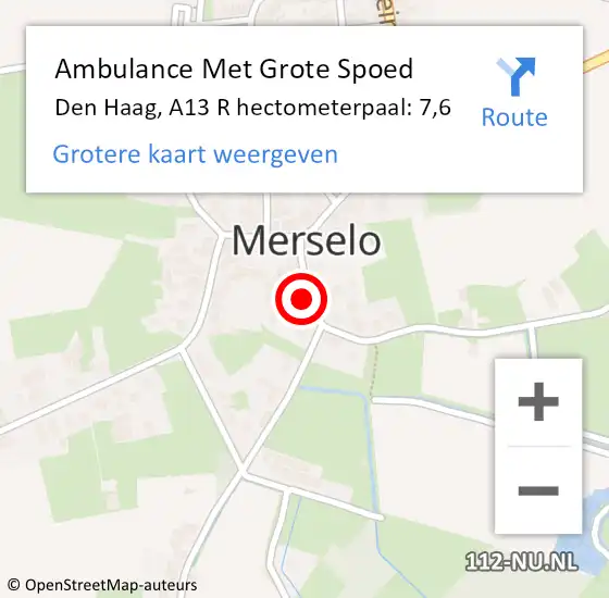 Locatie op kaart van de 112 melding: Ambulance Met Grote Spoed Naar Den Haag, A13 R hectometerpaal: 7,6 op 16 mei 2017 17:19