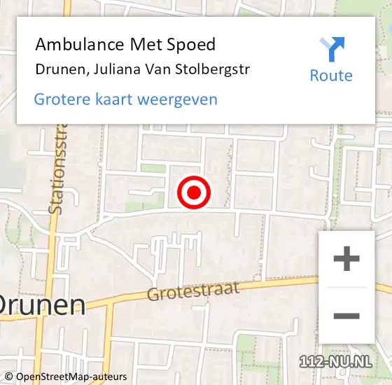 Locatie op kaart van de 112 melding: Ambulance Met Spoed Naar Drunen, Juliana Van Stolbergstr op 16 mei 2017 19:25