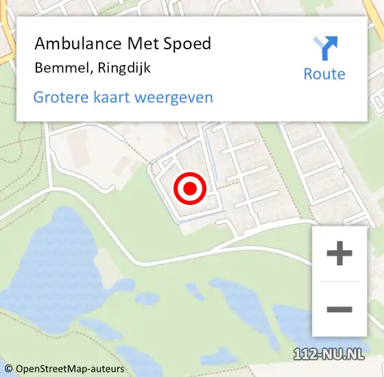 Locatie op kaart van de 112 melding: Ambulance Met Spoed Naar Bemmel, Ringdijk op 17 mei 2017 00:49