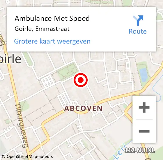 Locatie op kaart van de 112 melding: Ambulance Met Spoed Naar Goirle, Emmastraat op 17 mei 2017 11:11