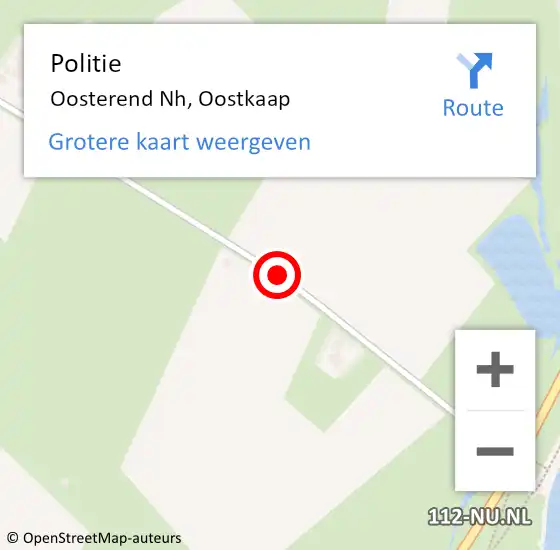 Locatie op kaart van de 112 melding: Politie Oosterend Nh, Oostkaap op 17 mei 2017 11:36