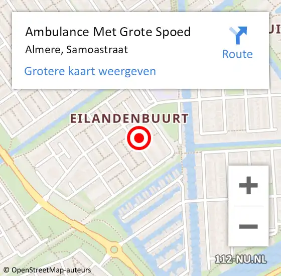 Locatie op kaart van de 112 melding: Ambulance Met Grote Spoed Naar Almere, Samoastraat op 17 mei 2017 11:37