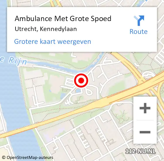 Locatie op kaart van de 112 melding: Ambulance Met Grote Spoed Naar Utrecht, Kennedylaan op 17 mei 2017 12:32