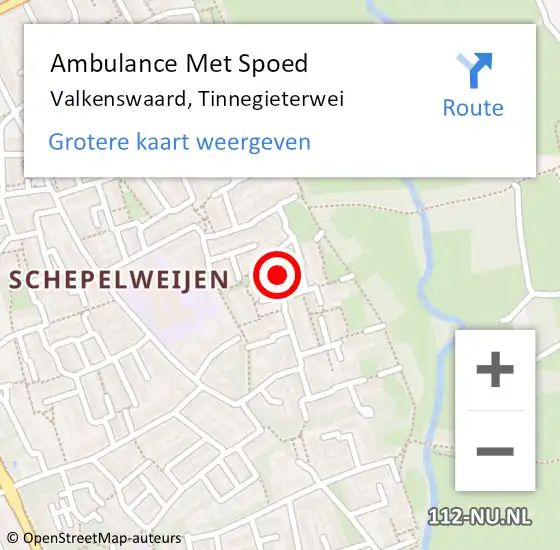 Locatie op kaart van de 112 melding: Ambulance Met Spoed Naar Valkenswaard, Tinnegieterwei op 17 mei 2017 13:19