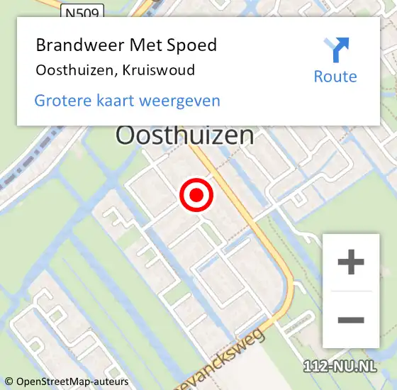Locatie op kaart van de 112 melding: Brandweer Met Spoed Naar Oosthuizen, Kruiswoud op 18 mei 2017 02:16