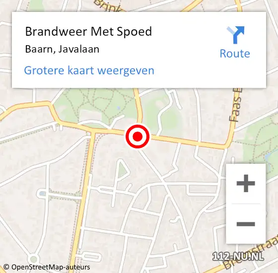 Locatie op kaart van de 112 melding: Brandweer Met Spoed Naar Baarn, Javalaan op 18 mei 2017 05:27
