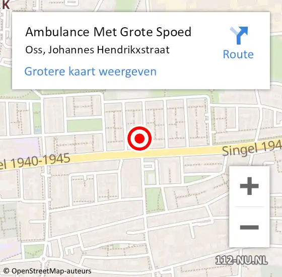 Locatie op kaart van de 112 melding: Ambulance Met Grote Spoed Naar Oss, Johannes Hendrikxstraat op 18 mei 2017 10:24