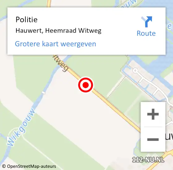 Locatie op kaart van de 112 melding: Politie Hauwert, Heemraad Witweg op 18 mei 2017 17:21