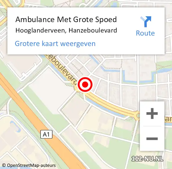 Locatie op kaart van de 112 melding: Ambulance Met Grote Spoed Naar Hooglanderveen, Hanzeboulevard op 19 mei 2017 12:14