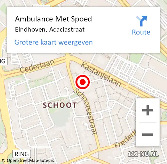 Locatie op kaart van de 112 melding: Ambulance Met Spoed Naar Eindhoven, Acaciastraat op 19 mei 2017 13:13
