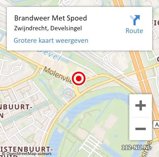 Locatie op kaart van de 112 melding: Brandweer Met Spoed Naar Zwijndrecht, Develsingel op 19 mei 2017 14:42