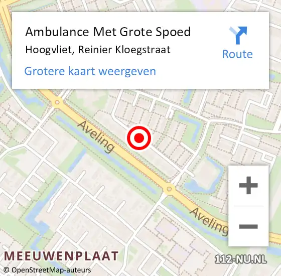 Locatie op kaart van de 112 melding: Ambulance Met Grote Spoed Naar Hoogvliet, Reinier Kloegstraat op 19 mei 2017 15:32