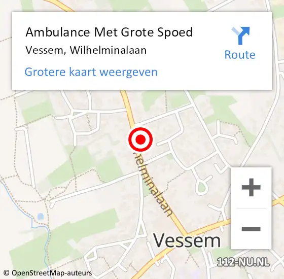 Locatie op kaart van de 112 melding: Ambulance Met Grote Spoed Naar Vessem, Wilhelminalaan op 19 mei 2017 16:47
