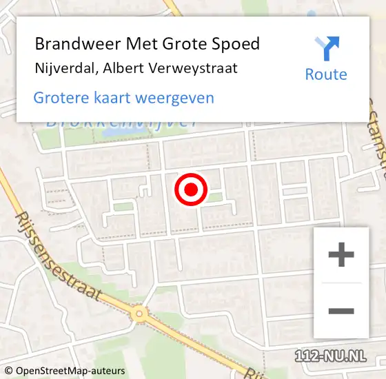 Locatie op kaart van de 112 melding: Brandweer Met Grote Spoed Naar Nijverdal, Albert Verweystraat op 19 mei 2017 18:30