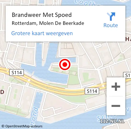 Locatie op kaart van de 112 melding: Brandweer Met Spoed Naar Rotterdam, Molen De Beerkade op 19 mei 2017 18:31