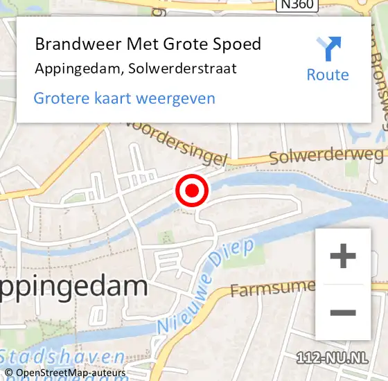 Locatie op kaart van de 112 melding: Brandweer Met Grote Spoed Naar Appingedam, Solwerderstraat op 19 mei 2017 20:30