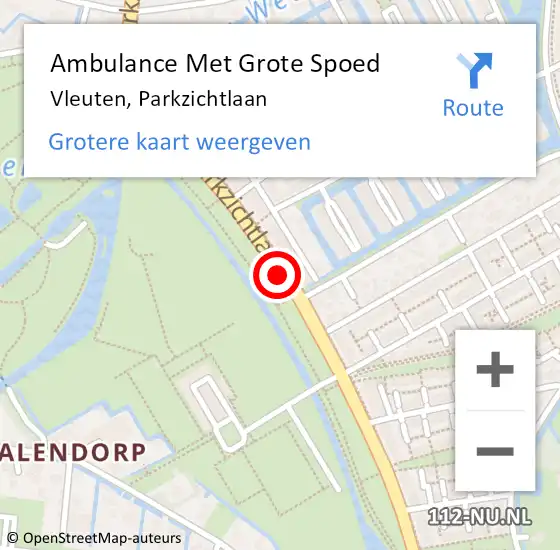 Locatie op kaart van de 112 melding: Ambulance Met Grote Spoed Naar Vleuten, Parkzichtlaan op 19 mei 2017 22:21