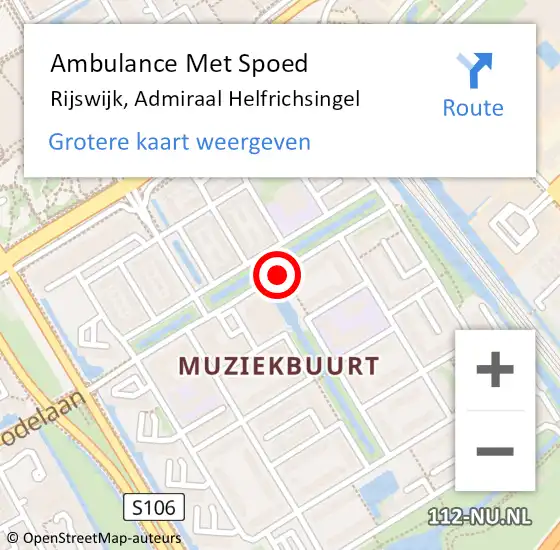 Locatie op kaart van de 112 melding: Ambulance Met Spoed Naar Rijswijk, Admiraal Helfrichsingel op 20 mei 2017 00:05
