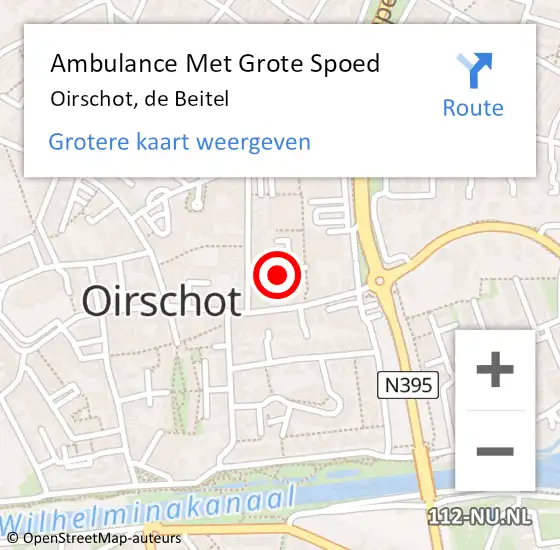 Locatie op kaart van de 112 melding: Ambulance Met Grote Spoed Naar Oirschot, de Beitel op 20 mei 2017 07:34