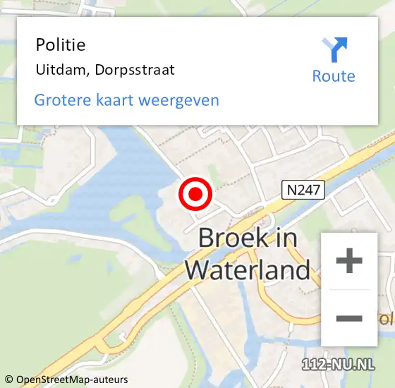 Locatie op kaart van de 112 melding: Politie Uitdam, Dorpsstraat op 20 mei 2017 09:17
